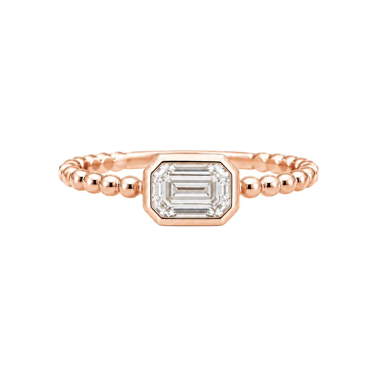 East West Emerald Bezel Ring
