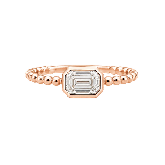 East West Emerald Bezel Ring