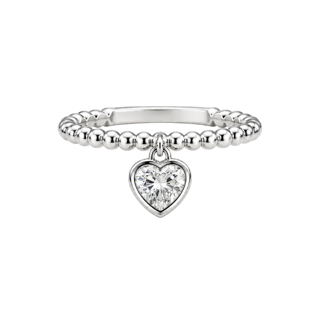 Beaded Heart Drop Ring