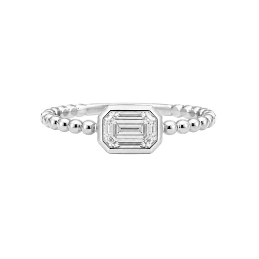 East West Emerald Bezel Ring